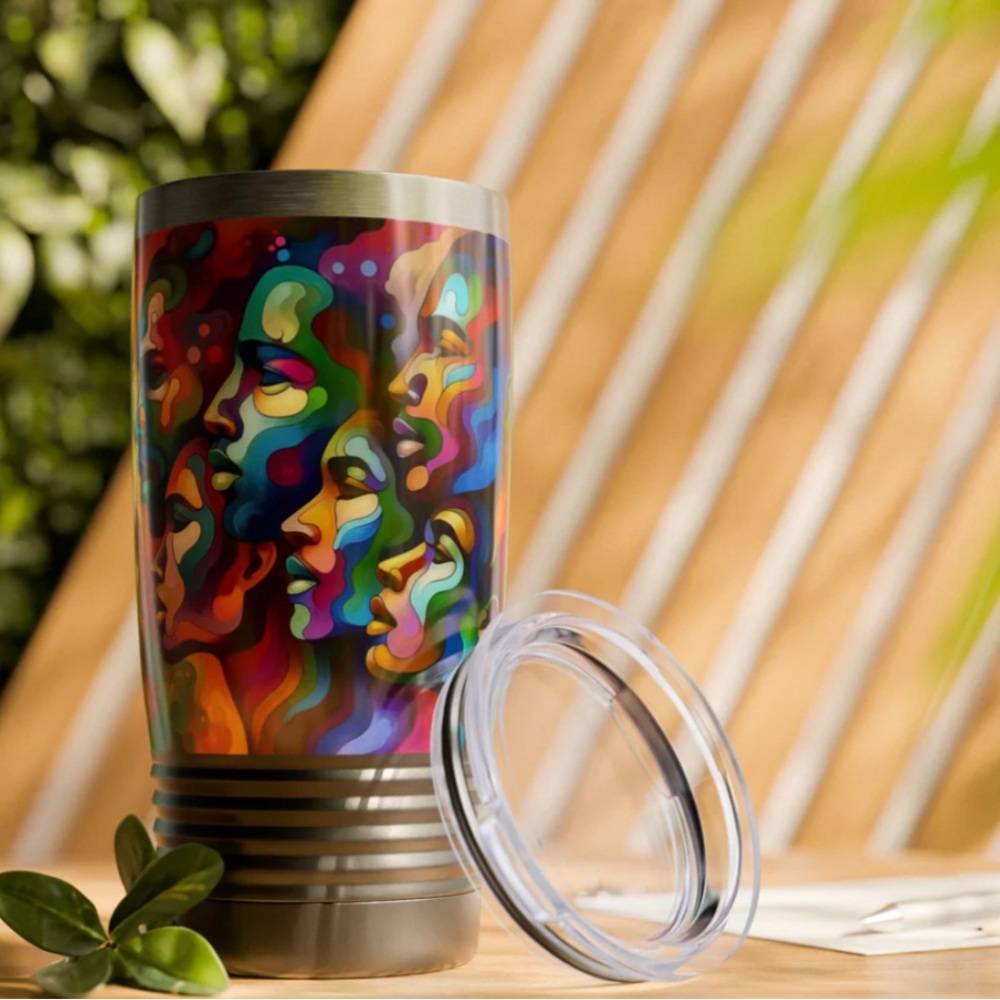 Multicolor Abstract Faces Tumbler - Picture 2 of 6